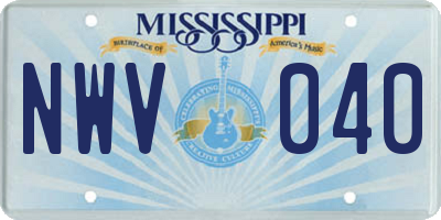 MS license plate NWV040