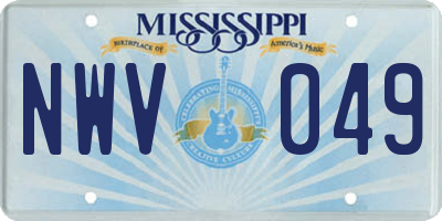 MS license plate NWV049