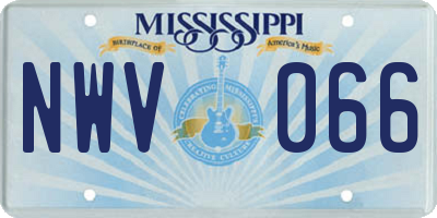MS license plate NWV066