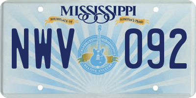 MS license plate NWV092