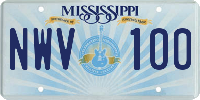 MS license plate NWV100