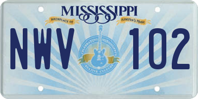 MS license plate NWV102