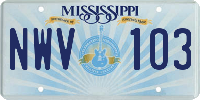 MS license plate NWV103