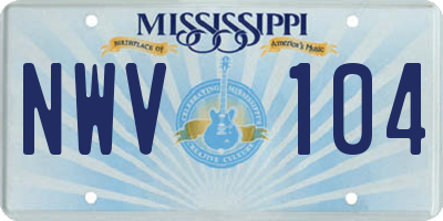MS license plate NWV104
