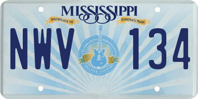 MS license plate NWV134