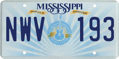 MS license plate NWV193