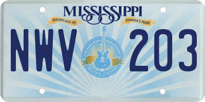 MS license plate NWV203