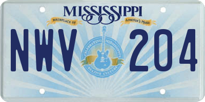 MS license plate NWV204