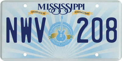 MS license plate NWV208