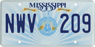 MS license plate NWV209