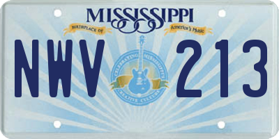 MS license plate NWV213