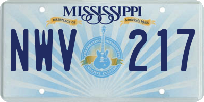 MS license plate NWV217