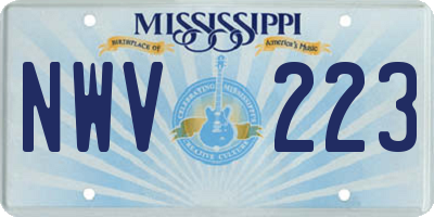 MS license plate NWV223