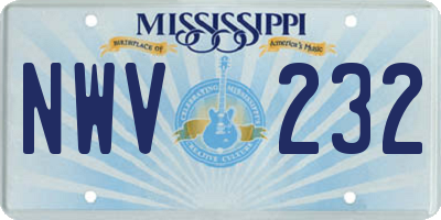 MS license plate NWV232