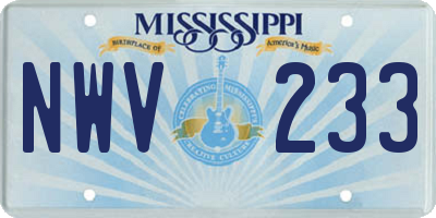 MS license plate NWV233