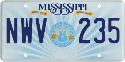 MS license plate NWV235