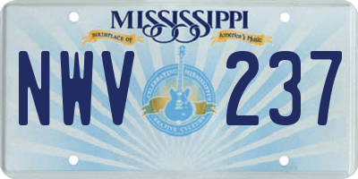 MS license plate NWV237