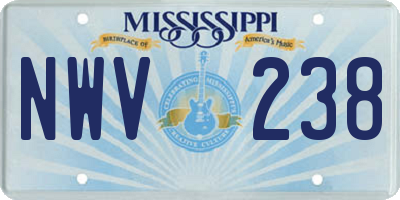 MS license plate NWV238