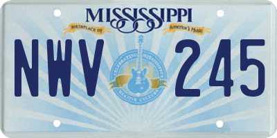 MS license plate NWV245