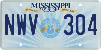 MS license plate NWV304