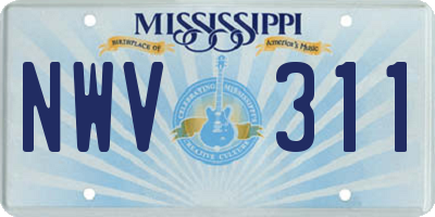 MS license plate NWV311