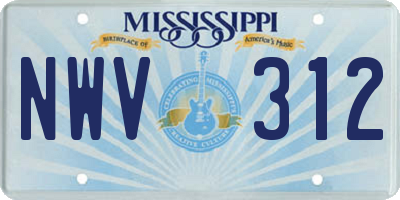 MS license plate NWV312
