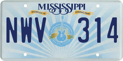 MS license plate NWV314