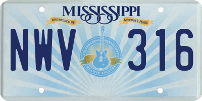 MS license plate NWV316