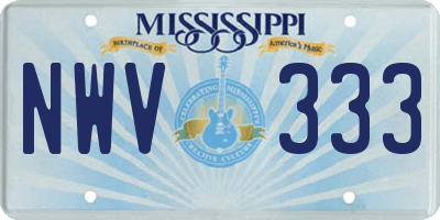 MS license plate NWV333