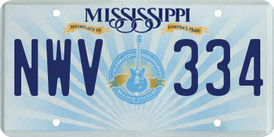 MS license plate NWV334