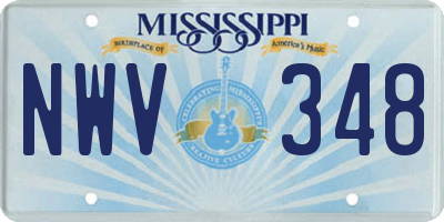 MS license plate NWV348