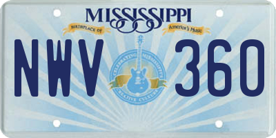 MS license plate NWV360