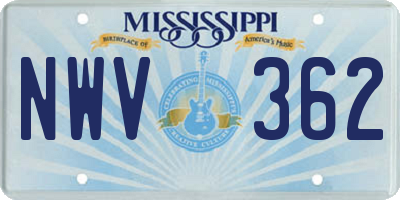 MS license plate NWV362