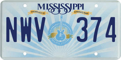 MS license plate NWV374