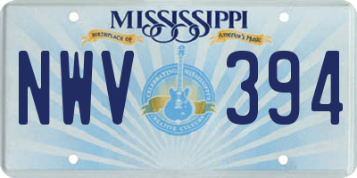 MS license plate NWV394