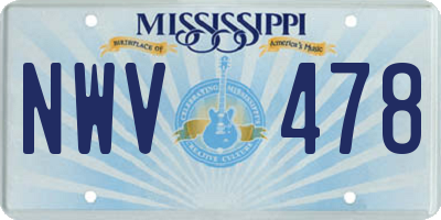 MS license plate NWV478