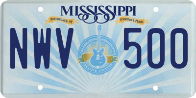 MS license plate NWV500