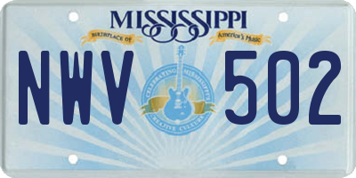 MS license plate NWV502