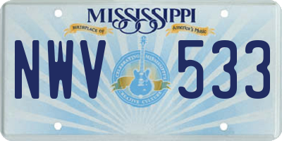 MS license plate NWV533