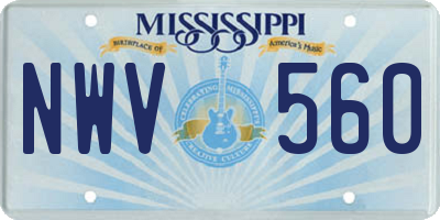 MS license plate NWV560