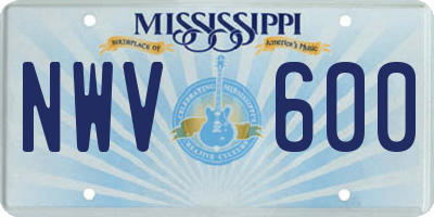 MS license plate NWV600