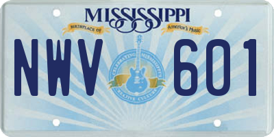 MS license plate NWV601