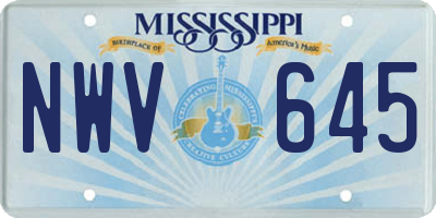MS license plate NWV645