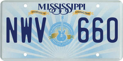 MS license plate NWV660