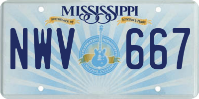 MS license plate NWV667