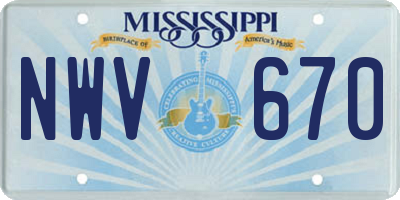 MS license plate NWV670