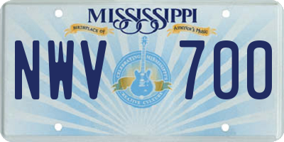 MS license plate NWV700