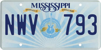 MS license plate NWV793