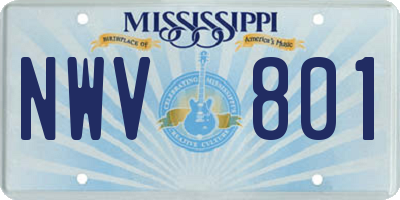 MS license plate NWV801