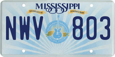 MS license plate NWV803